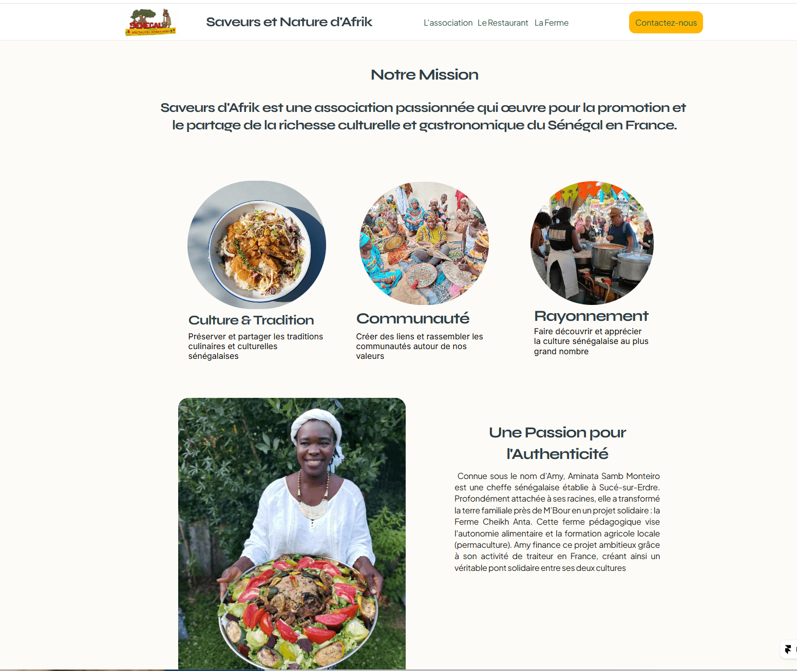 Section mission du site Saveurs et Nature d'Afrik